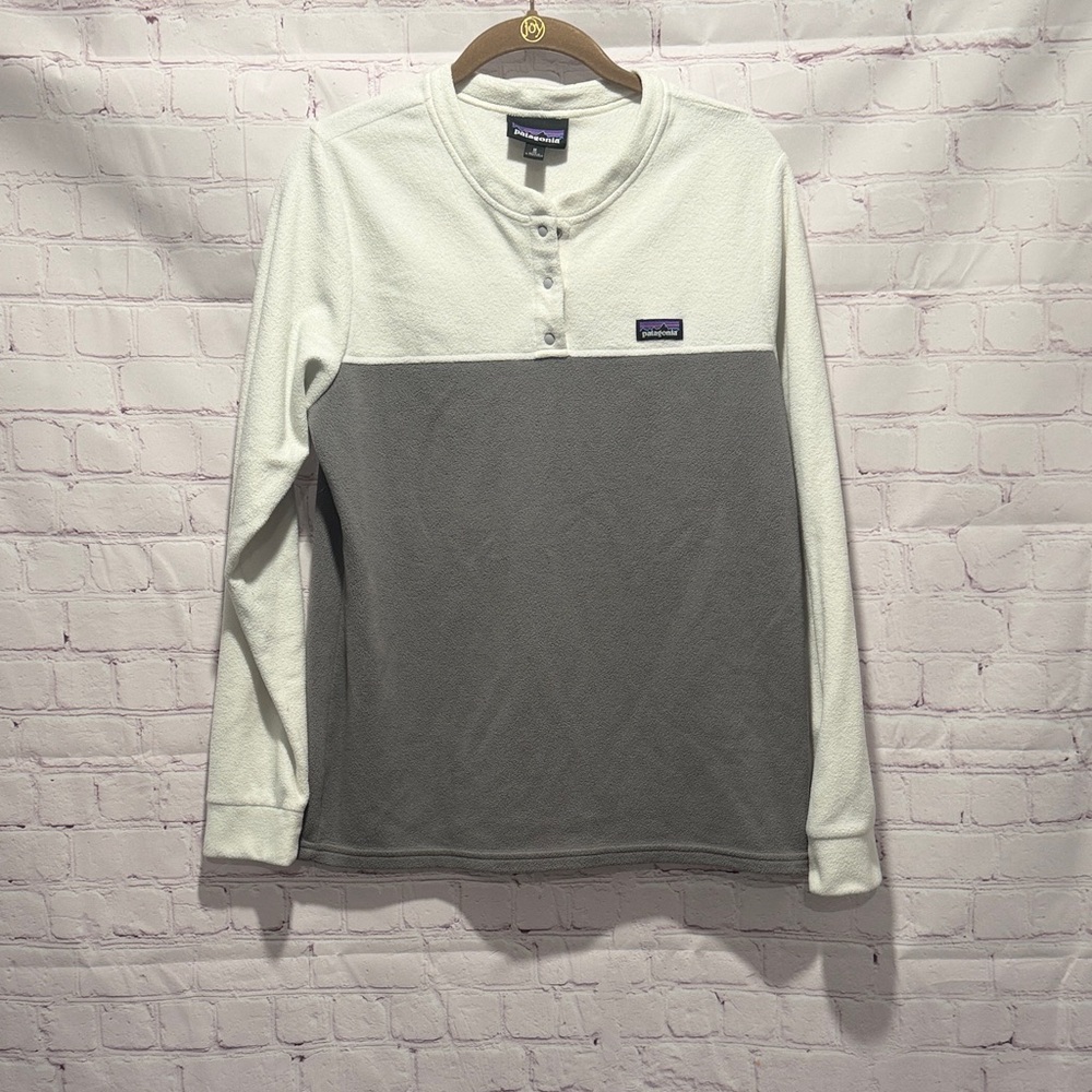 Patagonia‎ Womans Two-Tone Lt Long Sleeve Fleece Pullover Sweatshirt Size Medium